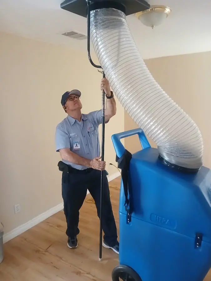HVAC Installation technician using HEPA equipment in St. Simons